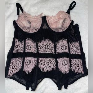 Fashion Nova Pink & Black Sheer Corset
